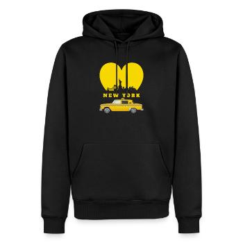 New York NY Cœur jaune taxi Liberté - Sweat à capuche Premium bio Homme - noir - Devant - Nico (187cm)
