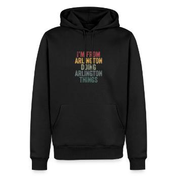 I'm from Arlington doing Arlington things - Männer Premium Bio Hoodie - Schwarz - Vorne - Nico (187cm)