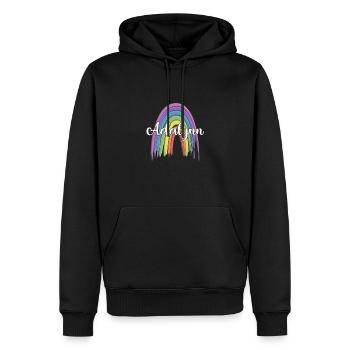 ADALYNN Rainbow Cursive - Sweat à capuche Premium bio Homme - noir - Devant - Nico (187cm)