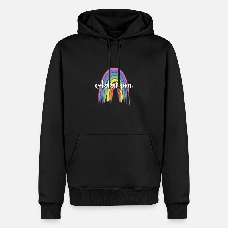 ADALYNN Rainbow Cursive - Sweat à capuche Premium bio Homme - noir