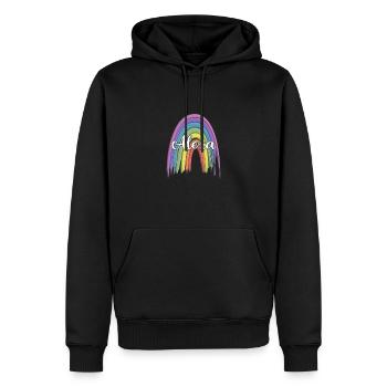 ALEXA Rainbow Cursive - Männer Premium Bio Hoodie - Schwarz - Vorne - Nico (187cm)