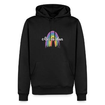ALEXANDRA Rainbow Cursive - Männer Premium Bio Hoodie - Schwarz - Vorne - Nico (187cm)