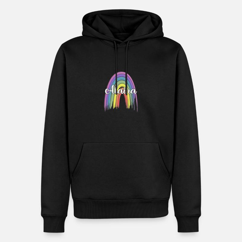 ALAINA Rainbow Cursive - Männer Premium Bio Hoodie - Schwarz