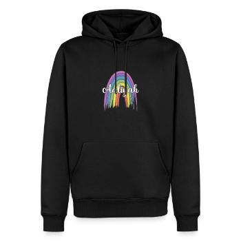 AALIYAH Rainbow Cursive - Männer Premium Bio Hoodie - Schwarz - Vorne - Nico (187cm)