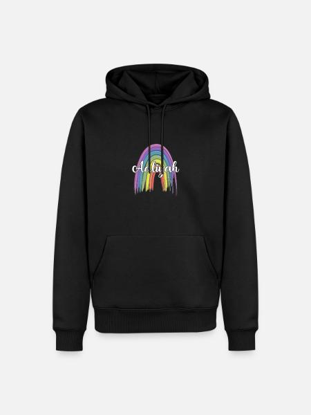 AALIYAH Rainbow Cursive - Männer Premium Bio Hoodie - Schwarz