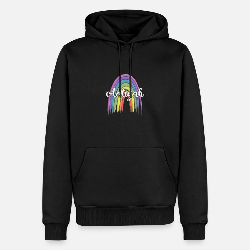 AALIYAH Rainbow Cursive - Männer Premium Bio Hoodie - Schwarz