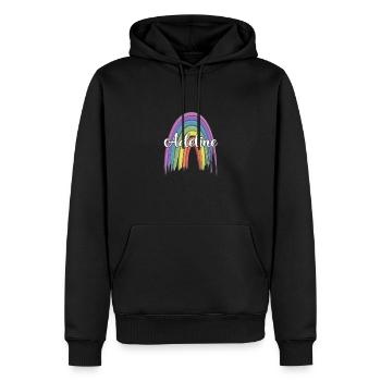 ADELINE Rainbow Cursive - Sweat à capuche Premium bio Homme - noir - Devant - Nico (187cm)