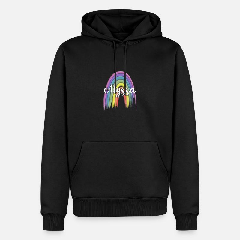 ALYSSA Rainbow Cursive - Sweat à capuche Premium bio Homme - noir