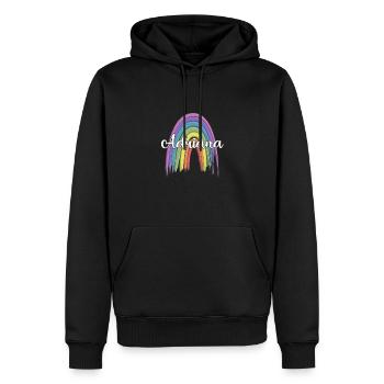 ADRIANA Rainbow Cursive - Sweat à capuche Premium bio Homme - noir - Devant - Nico (187cm)