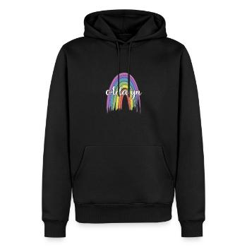 AALIYAH Rainbow Cursive - Männer Premium Bio Hoodie - Schwarz - Vorne - Nico (187cm)