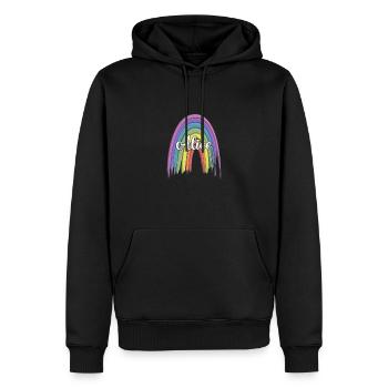 ALICE Rainbow Cursive - Männer Premium Bio Hoodie - Schwarz - Vorne - Nico (187cm)