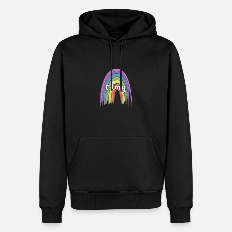 ADALYN Rainbow Cursive - Sweat à capuche Premium bio Homme - noir