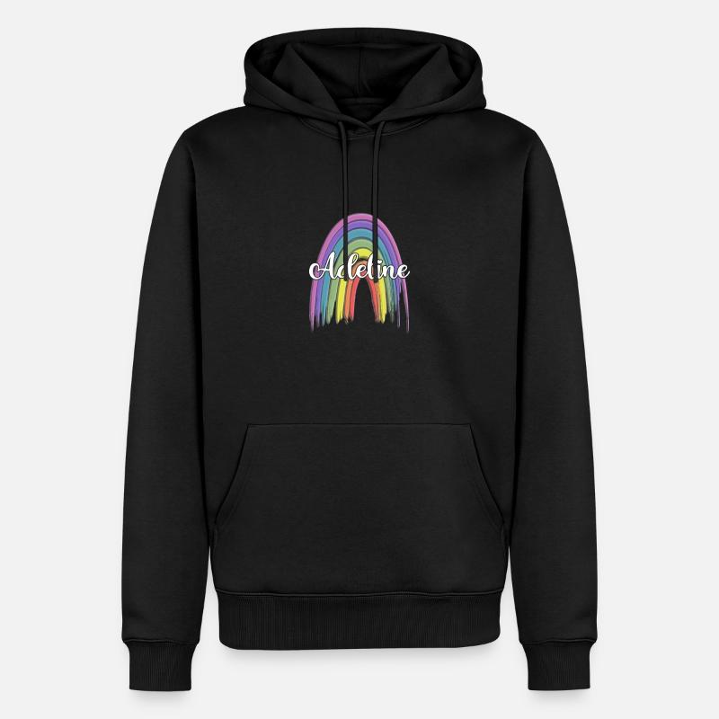 ADELINE Rainbow Cursive - Männer Premium Bio Hoodie - Schwarz