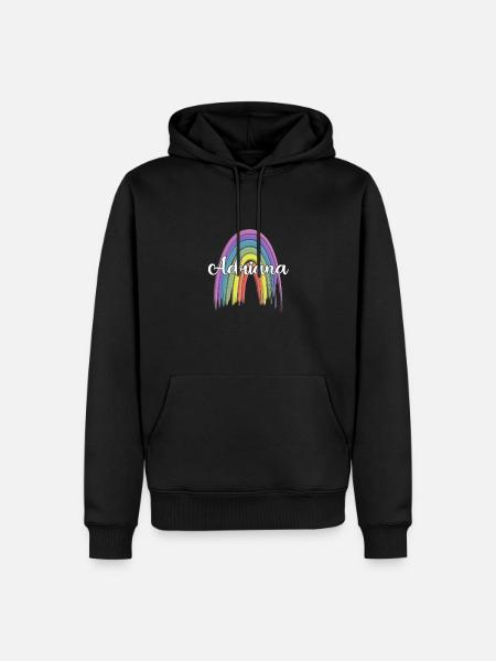 ADRIANA Rainbow Cursive - Men’s Premium Organic Hoodie - black