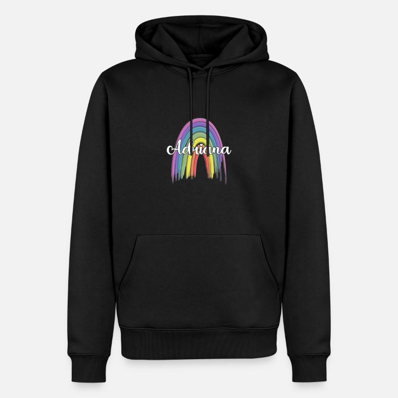 ADRIANA Rainbow Cursive - Männer Premium Bio Hoodie - Schwarz