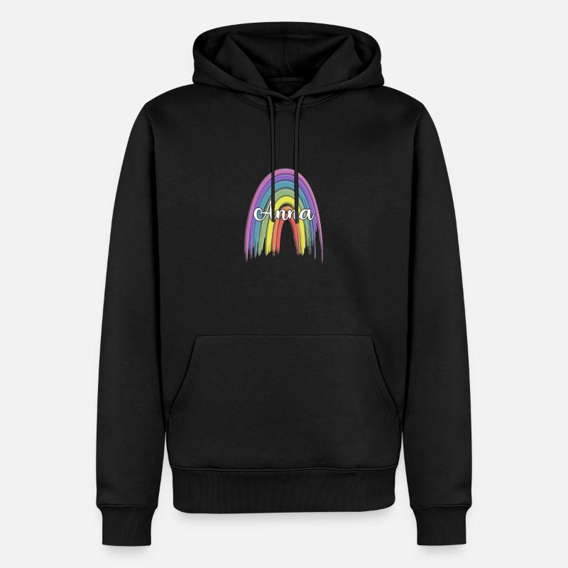 ANNA Rainbow Cursive - Männer Premium Bio Hoodie - Schwarz
