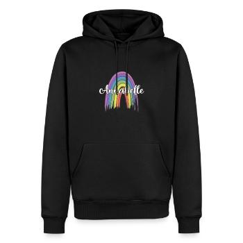 ANNABELLE Rainbow Cursive - Männer Premium Bio Hoodie - Schwarz - Vorne - Nico (187cm)