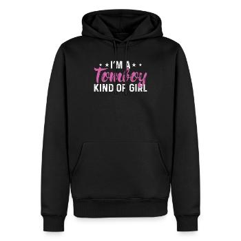 Cadeau Tomboy - Sweat à capuche Premium bio Homme - noir - Devant - Nico (187cm)