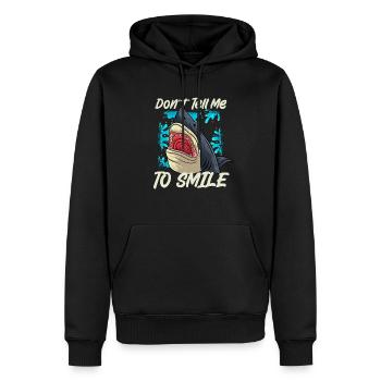Shark Don t Tell Me to Smile - Männer Premium Bio Hoodie - Schwarz - Vorne - Nico (187cm)