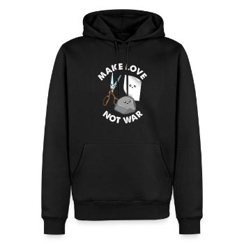 Make Love Not War Lustiges Rock Paper Scissors Spiel - Männer Premium Bio Hoodie - Schwarz - Vorne - Nico (187cm)