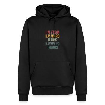 Hayward choses ville - Sweat à capuche Premium bio Homme - noir - Devant - Nico (187cm)