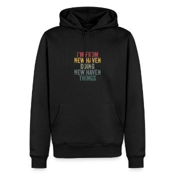 New Haven choses ville - Sweat à capuche Premium bio Homme - noir - Devant - Nico (187cm)