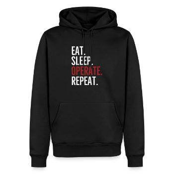 Eat Sleep Operate Wiederholung - Männer Premium Bio Hoodie - Schwarz - Vorne - Nico (187cm)