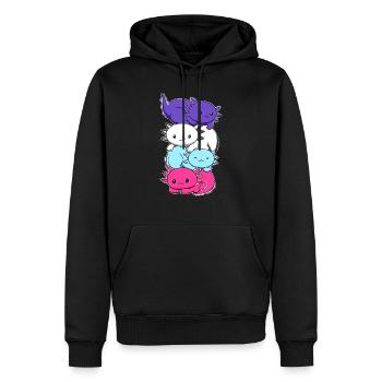 Mehrgeschlechtliche Flagge Axolotl Haufen Kawaii - Männer Premium Bio Hoodie - Schwarz - Vorne - Nico (187cm)