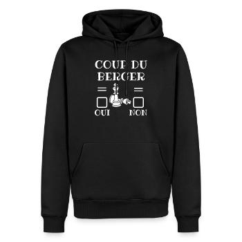 coup du berger oui ou non échecs humour - Sweat à capuche Premium bio Homme - noir - Devant - Nico (187cm)