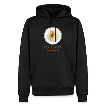 Spaghetti Carbonara Pasta Noodle Gourmet Design - Sweat à capuche Premium bio Homme - noir - Devant - Nico (187cm)