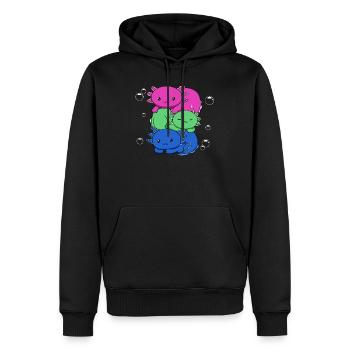 Polysexuelle Flagge Axolotl Haufen Kawaii - Männer Premium Bio Hoodie - Schwarz - Vorne - Nico (187cm)