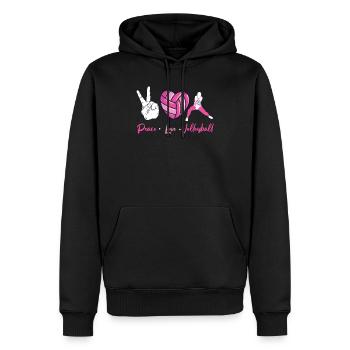 Joueur de volleyball Équipe Peace Love - Sweat à capuche Premium bio Homme - noir - Devant - Nico (187cm)