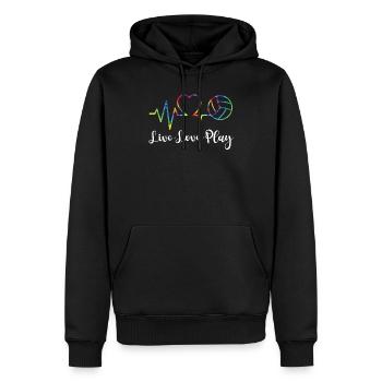 Volleyball Player Team Heartbeat - Männer Premium Bio Hoodie - Schwarz - Vorne - Nico (187cm)