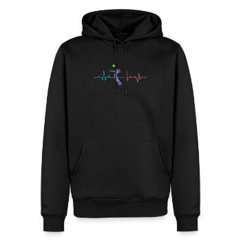 Volleyball Player Team Heartbeat - Men’s Premium Organic Hoodie - black - Front - Nico (187cm)