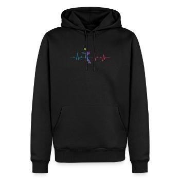 Volleyball Player Team Heartbeat - Männer Premium Bio Hoodie - Schwarz - Vorne - Nico (187cm)
