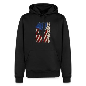 Amerikanische Flagge Karate Lustig US Kampfsport - Männer Premium Bio Hoodie - Schwarz - Vorne - Nico (187cm)