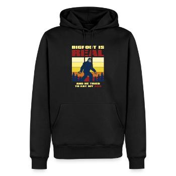 Bigfoot ist echt und er versuchte, meinen zu essen - Männer Premium Bio Hoodie - Schwarz - Vorne - Nico (187cm)