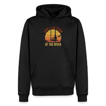 Rudern Kanu Kajak Leben ist besser auf dem Fluss - Männer Premium Bio Hoodie - Schwarz - Vorne - Nico (187cm)