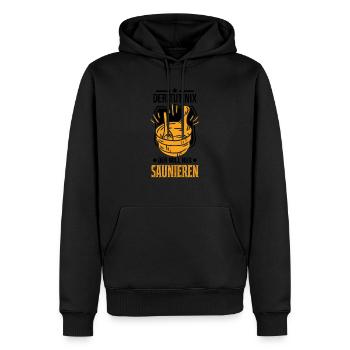 Der tut nix Der will nur saunieren Saunagänger - Männer Premium Bio Hoodie - Schwarz - Vorne - Nico (187cm)