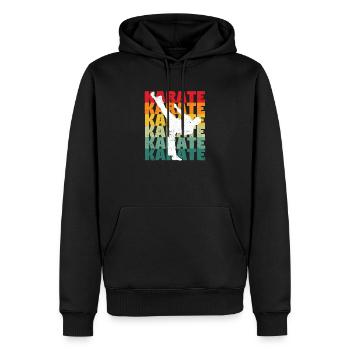 Retro Vintage Karate Silhouette 70er 80er Jahre - Männer Premium Bio Hoodie - Schwarz - Vorne - Nico (187cm)