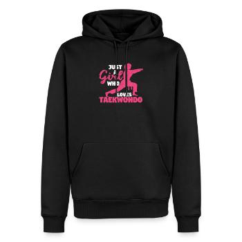 Juste une fille qui aime le taekwondo drôle d’arts martiaux - Sweat à capuche Premium bio Homme - noir - Devant - Nico (187cm)