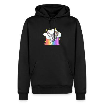 Karaté Amusant Arts Martiaux Arc-en-ciel Licorne - Sweat à capuche Premium bio Homme - noir - Devant - Nico (187cm)
