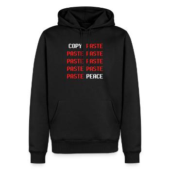 COPY PASTE PEACE informatique informaticien paix - Sweat à capuche Premium bio Homme - noir - Devant - Nico (187cm)