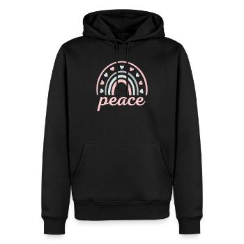 peace and love rainbow - Sweat à capuche Premium bio Homme - noir - Devant - Nico (187cm)