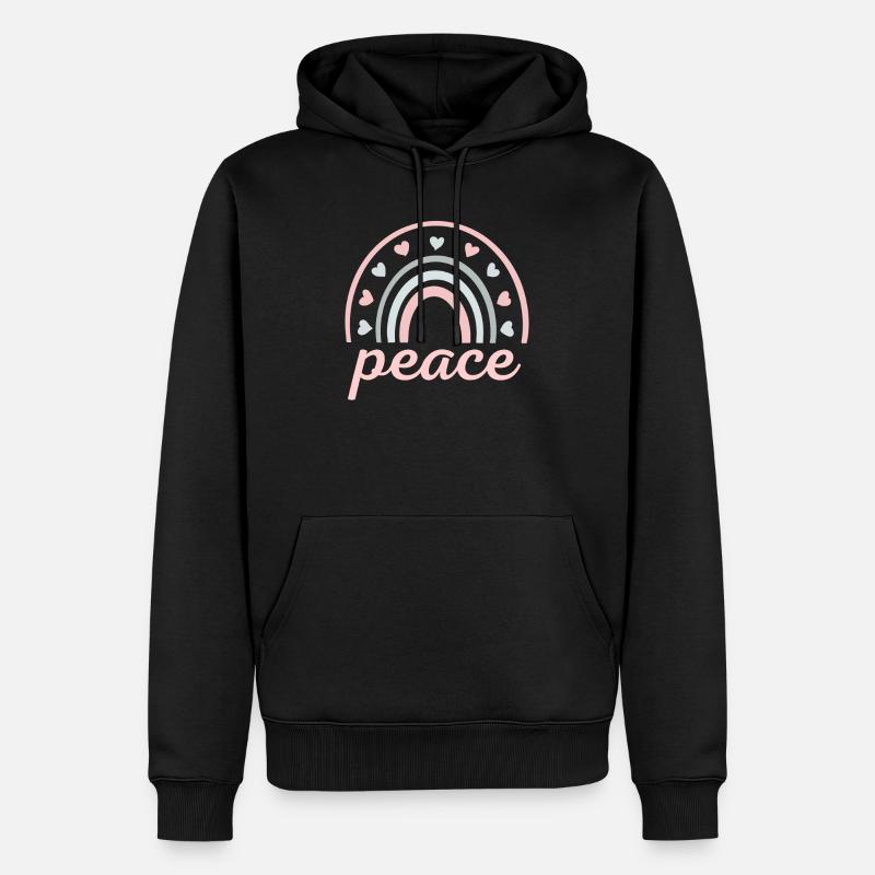 peace and love rainbow - Sweat à capuche Premium bio Homme - noir