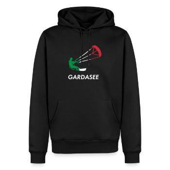 Gardasee Italien Urlaub Design für Kitesurfer - Männer Premium Bio Hoodie - Schwarz - Vorne - Nico (187cm)