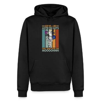 Les vaches sont des astronautes, elles sautent par-dessus le moooonnn - Sweat à capuche Premium bio Homme - noir - Devant - Nico (187cm)