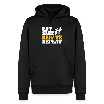 Eat Sleep Karate Repeat Funny Kampfsportarten - Männer Premium Bio Hoodie - Schwarz - Vorne - Nico (187cm)
