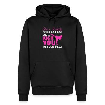 Drôle de Karaté Fille Tae-Kwon Do Elle est beauté - Sweat à capuche Premium bio Homme - noir - Devant - Nico (187cm)