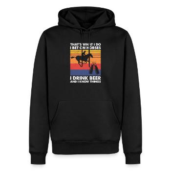 Lustige Kleidung für Pferderennbahnen und Bier - Männer Premium Bio Hoodie - Schwarz - Vorne - Nico (187cm)